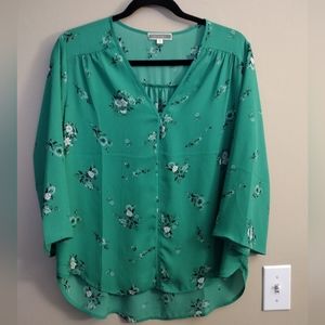 Anthropologie Pleione Flowy Floral Blouse - 3/4 Sleeves - Size M
